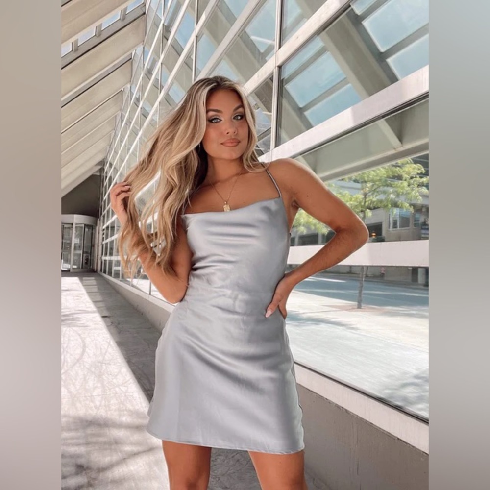 Sage Green Slip Dress with Adjustable Tie Criss Cross Back
